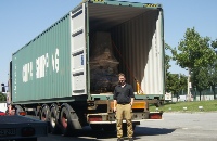 Container with printing machine ready for transportation