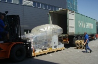 Seaworthy packed printing machine ready for shipment